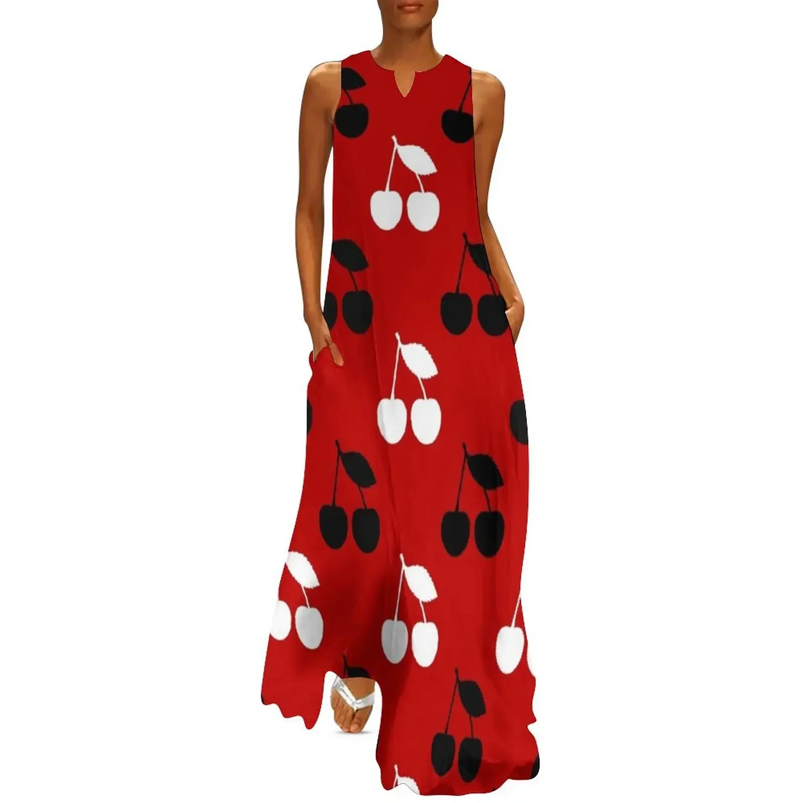 

Cherries Pattern Long Dress Women long dress prom clothes Women's summer suit Dress