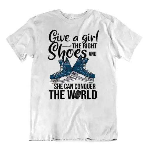 Hockey Sport T-Shirt Tee Gift Cool Vintage Cute Funny Happy Puck Skates Shoes