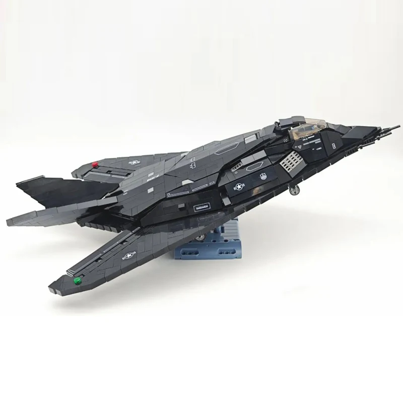 2023 Nieuwe Militaire F-117A Gevechtsvliegtuig Bouwstenen Model Moc Creativiteit Vliegtuig Bakstenen Speelgoed Voor Kinderen Kerstcadeau Set