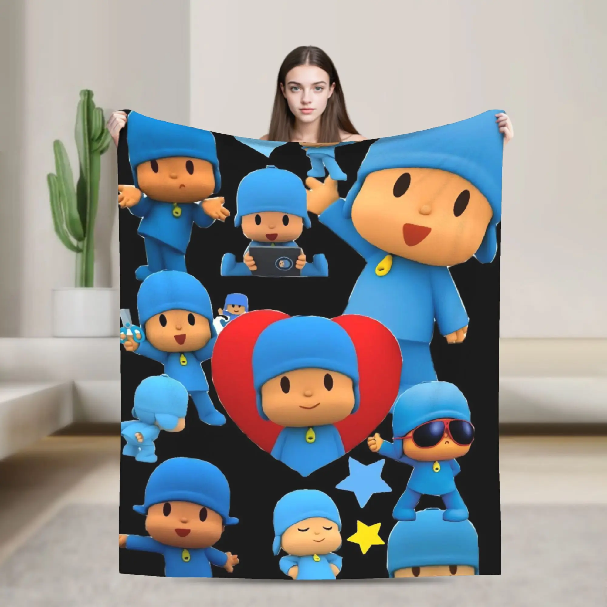 P-POCOYO Elly  Blankets Quality Super Warm  Throw Blanket Winter Children Couch Chair Novelty Bedspread