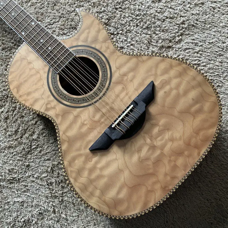 G664 10-String Crossover Folk Acoustic Guitar Maple Sapele Laminated Body Built-in Piezo Pickup Minor Flaw B-Stock
