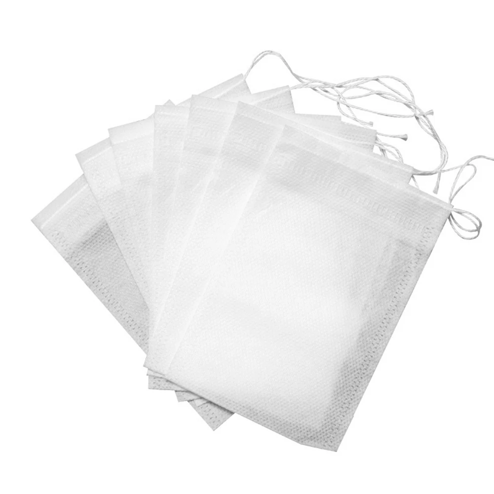 100 Stück Tee-Ei-Beutel aus Vliesstoff mit Kordelzug, Beutel, Teefilterbeutel für losen Tee, Küchenzubehör