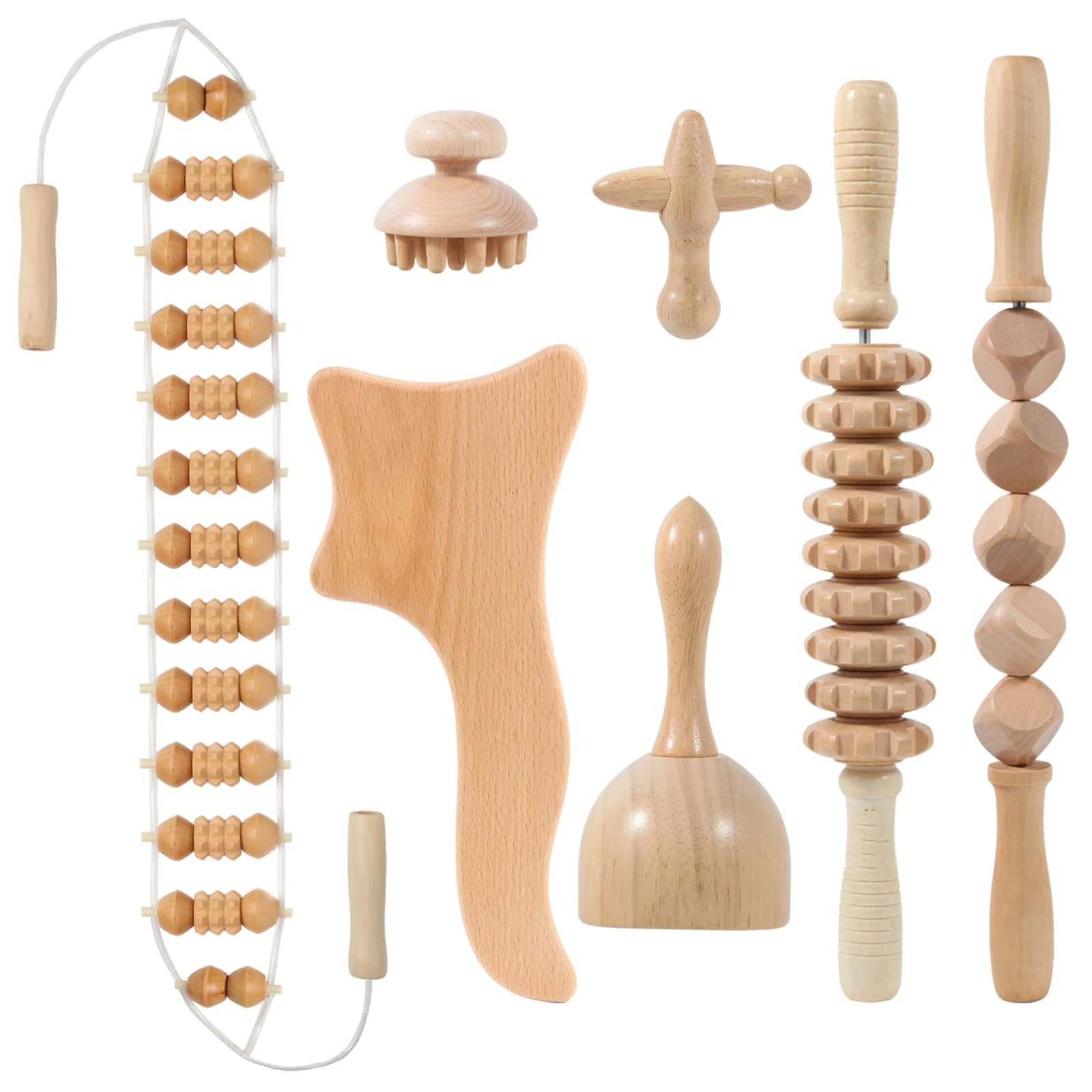 Wooden Lymphatic Drainage Massager Body Sculpturing Anti Cellulite Maderoterapia Set Colombian Wood Therapy Tools for Men Women