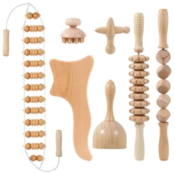 Wooden Lymphatic Drainage Massager Body Sculpturing Anti Cellulite Maderoterapia Set Colombian Wood Therapy Tools for Men Women