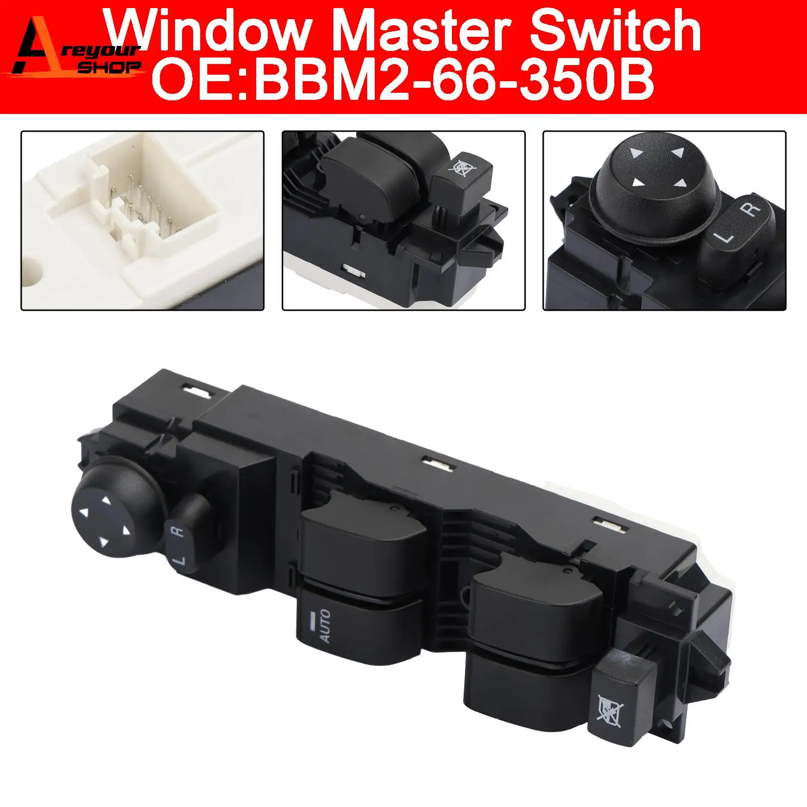 Areyourshop Electric Power Window Master Switch BBM2-66-350B For Mazda 3 2010 2011 2012 2013