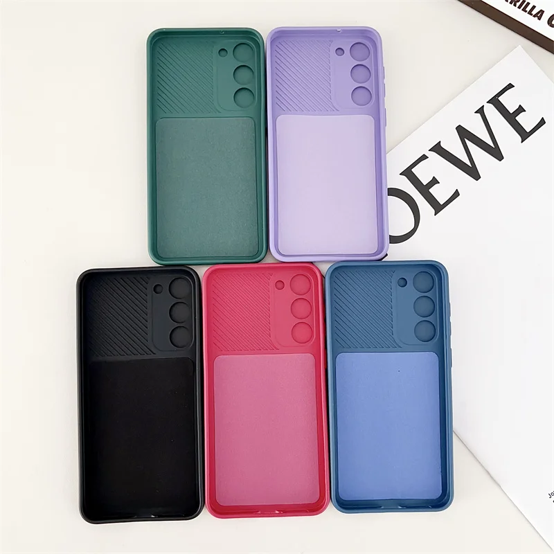 Slide Camera Candy Color Case For Samsung Galaxy S24 S23 S22 S21 S20 FE Plus Ultra A13 A23 A33 A53 A73 A32 A42 A52 A72 5G Cover