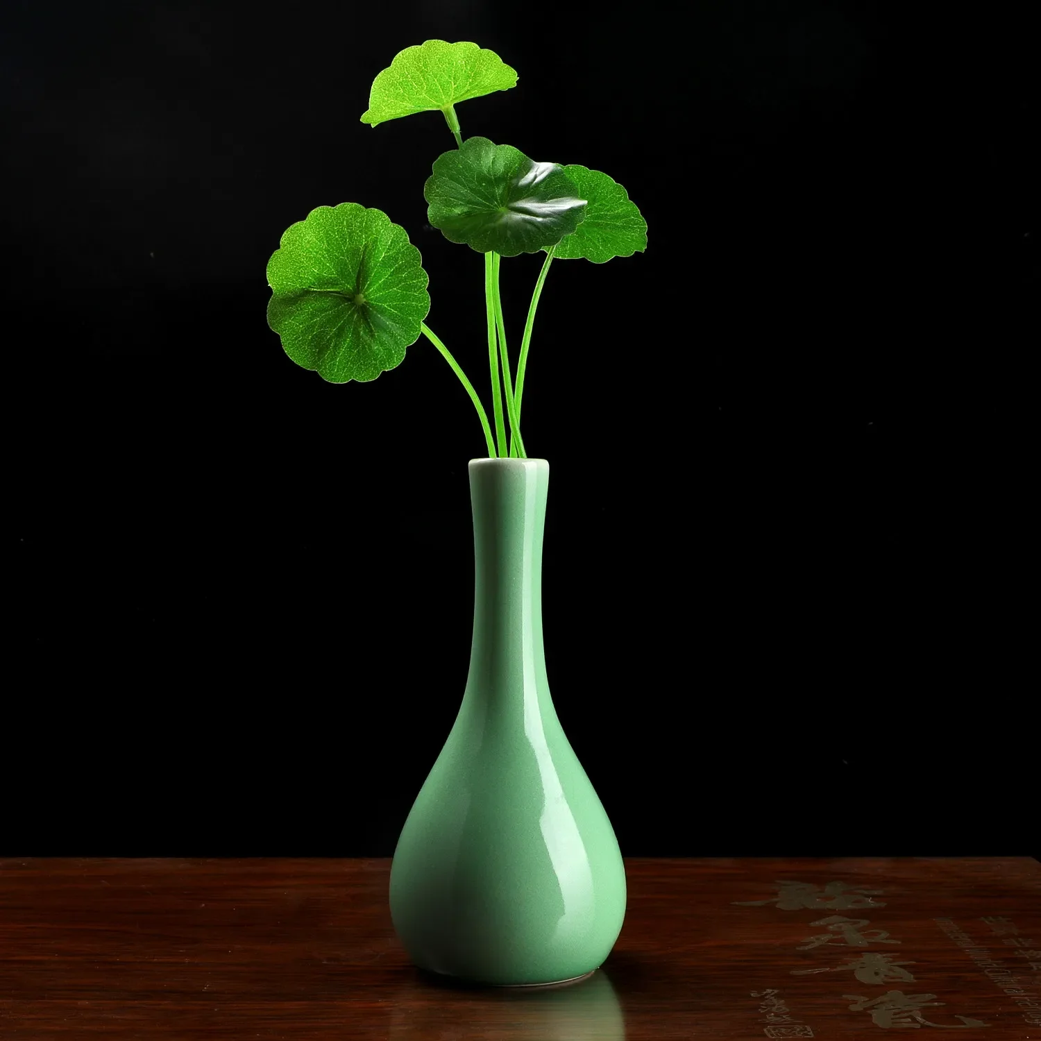 Ceramic vase Longquan celadon home tea room decoration study ornament hydroponic flower arrangement small straight mouth