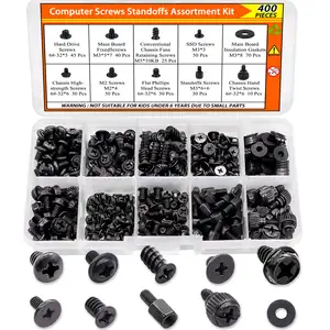 Bilashmart 400 Computer Screws Motherboard Standoffs Screws PC Screws Laptop Screws PC Case Screws Fan Screws SSD Screws HDD Hard