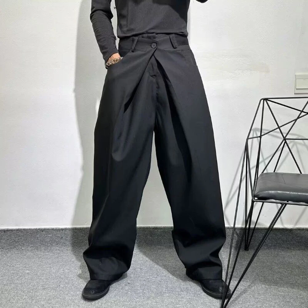 

Men's Solid Color Straight Suit Trousers Korean Fashion Trend High Street Simple Loose Casual Breathable Summer New Men's Bottom