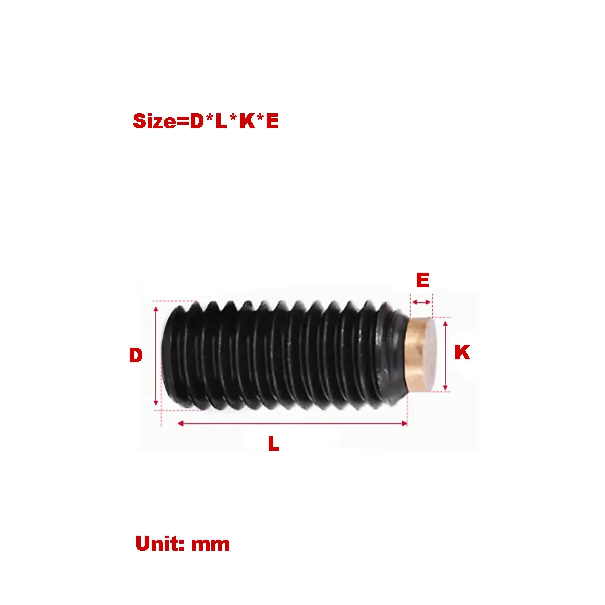 12.9 Grade High-Strength Hexagonal Copper Head Buffer Screw/Black Headless Bolt M2-M5