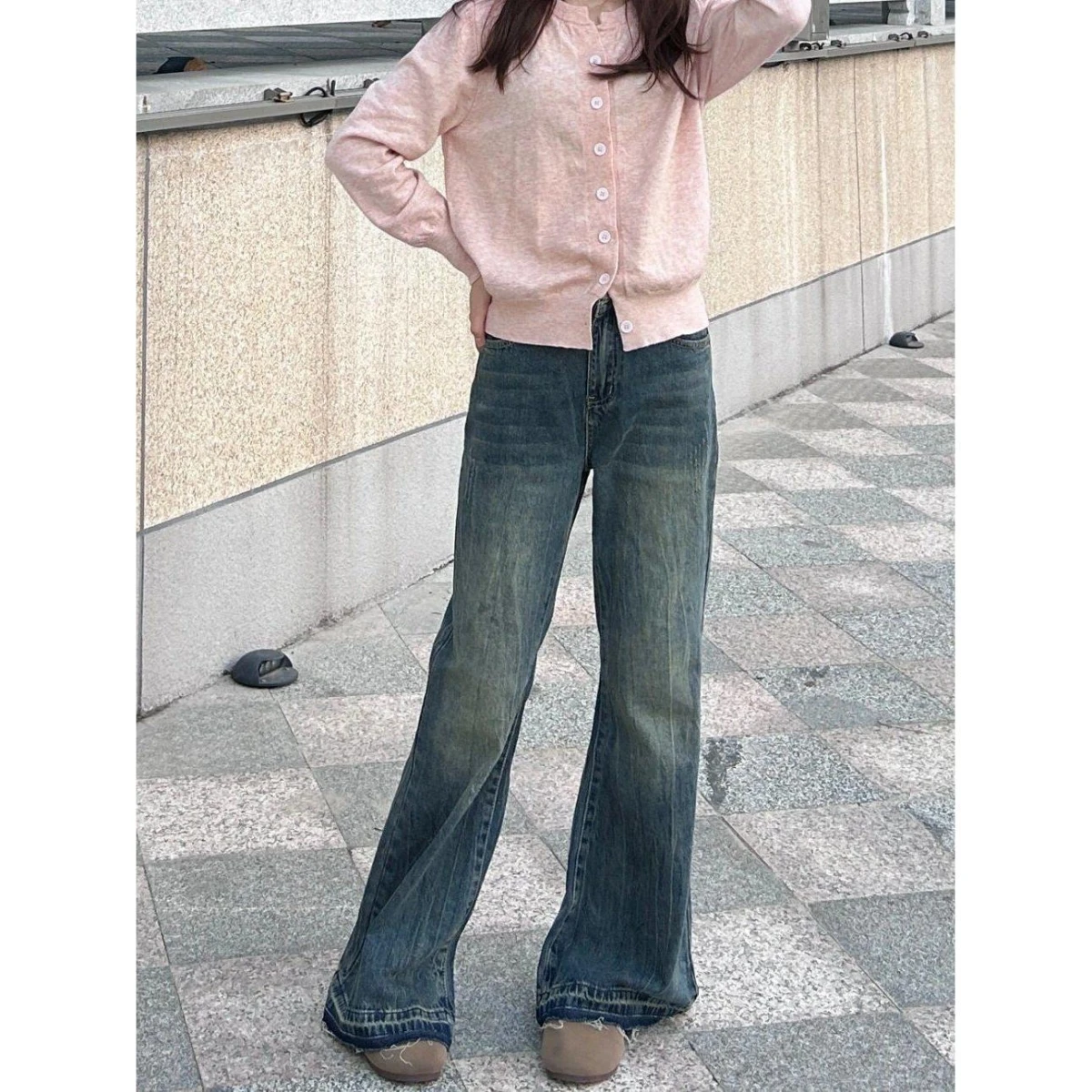 

American Retro High Waist Wide Leg Jeans Women's Spring Autumn New Loose Slimming Floor-Length Pants Casual Straight Fit