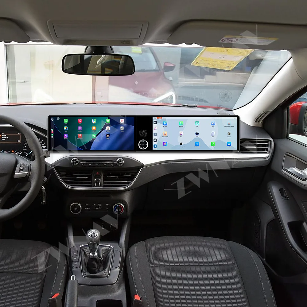 Wireless Carplay Dual 12.3 inch Touch Screen Android 13 For Ford Focus 2019-2022 GPS Navigation WIFI 4G BT FM AM Head Unit Auto