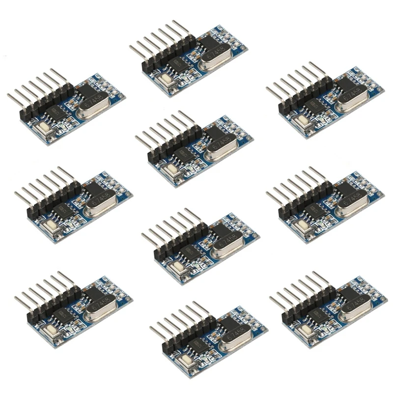 Módulo Decodificador de código de aprendizaje, receptor RF, 10 piezas, 433 Mhz, 433 Mhz, salida inalámbrica de 4 canales para codificación de controles remotos