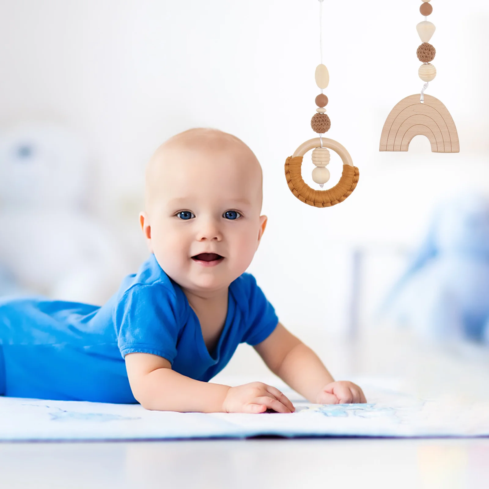 4 قطعة الحرف الخشبية الطفل التسنين الإبداعية طحن خواتم الرضع عضاضة الذاتي مهدئا أداة ديكور المنزل #5