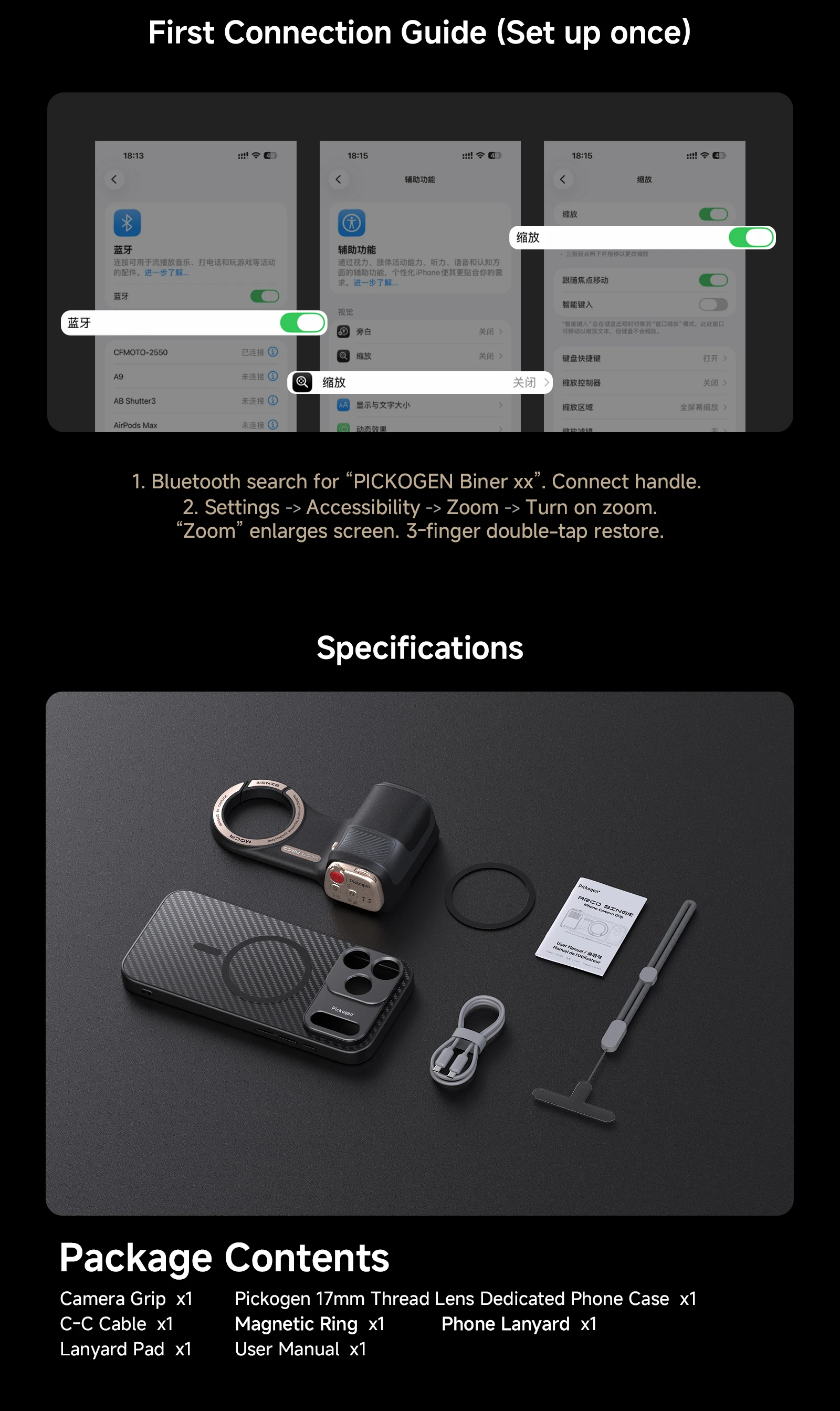 PICKOGEN Magnetischer Fotografie-Handgriff-Kit für iPhone 16/17 Pro Max Abnehmbarer Fernbedienungsgriff mit 17mm Gewinde Handyhülle – Detail 10
