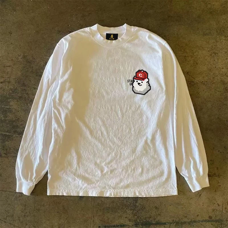 Long Sleeve T-Shirt 310 Pure Cotton Double Thread Women's Style Three Needle Charitable Fundraising Upward Hero American Couple