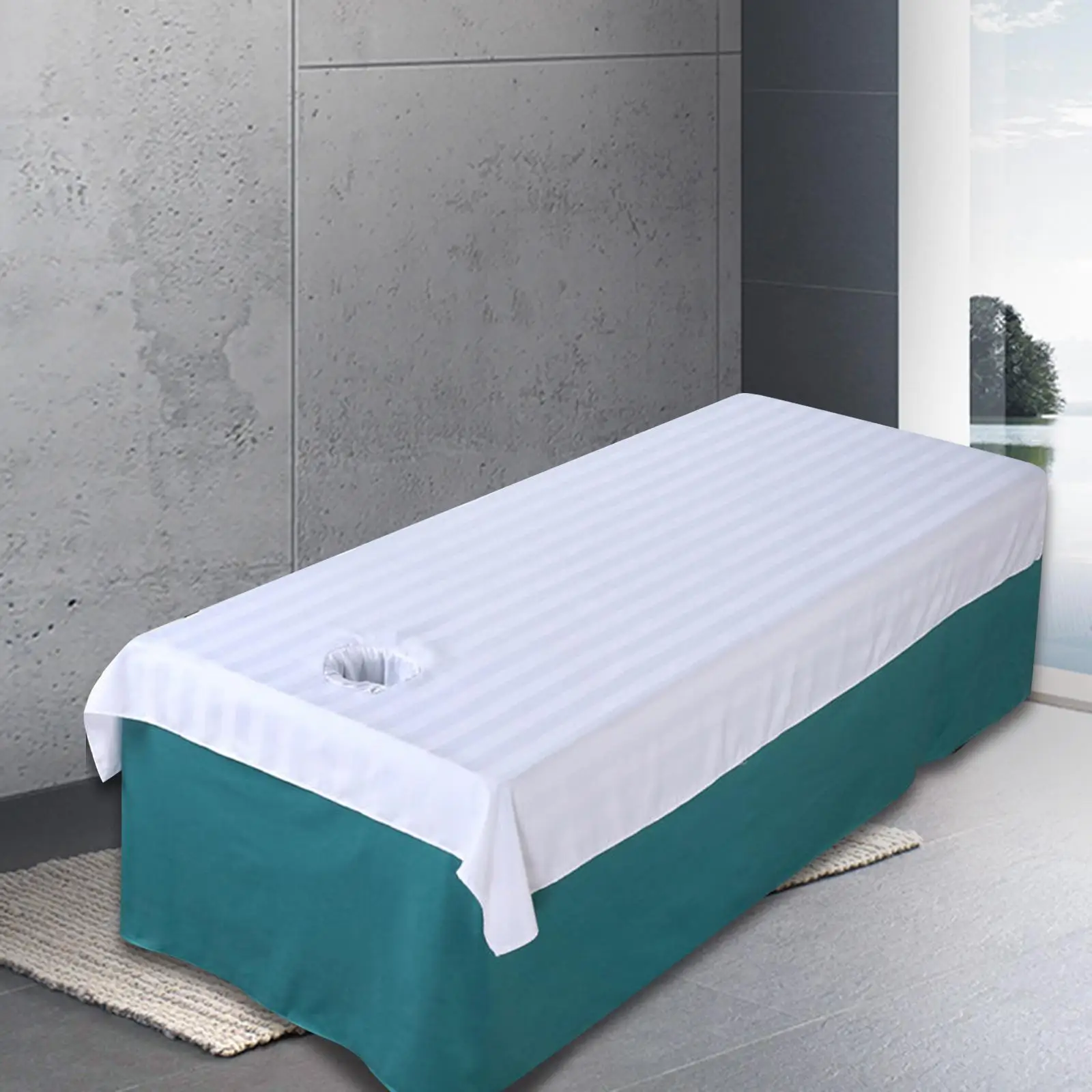 Fitted Massage Table Cover with Face Breath Hole for Beauty Salon Bed Sheet Soft Polyester Portable Spa Equipment Tool