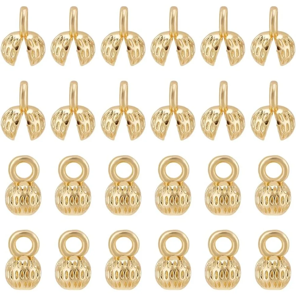 40 Pcs Brass Clamshell Bead Tips Crimp Cover Beads Chain Endcaps Calotte Ends Chain Connector Knot Cover for Necklace Bracelet