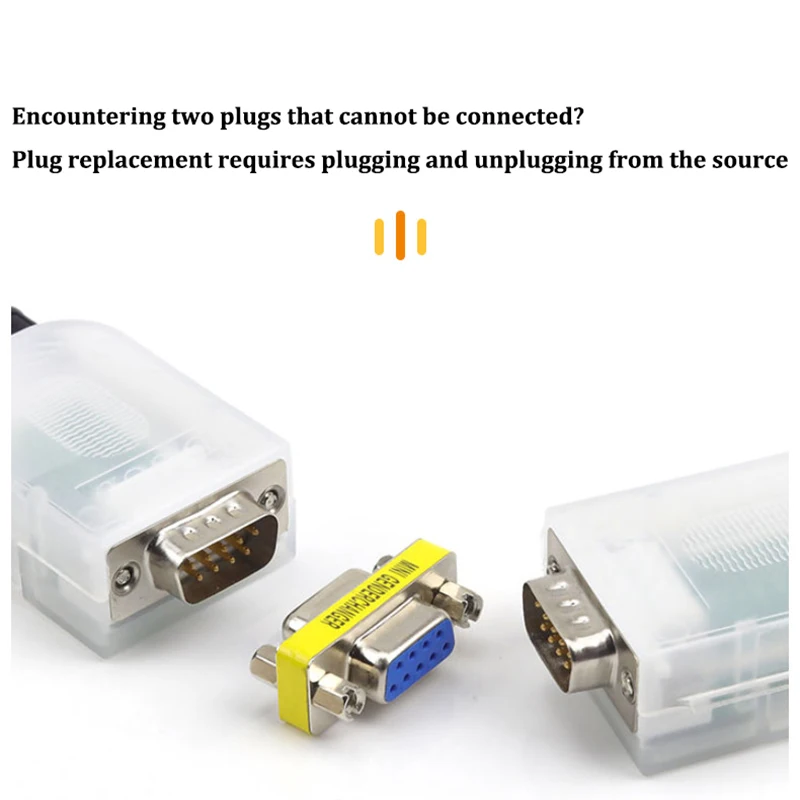 1 Stück DB9-Pin VGA Buchse-zu-Buchse/Stecker-zu-Stecker/Buchse RS232 Serieller Port COM-Stecker Mini-Gender-Changer-Adapter Nullmodem – Detail 9