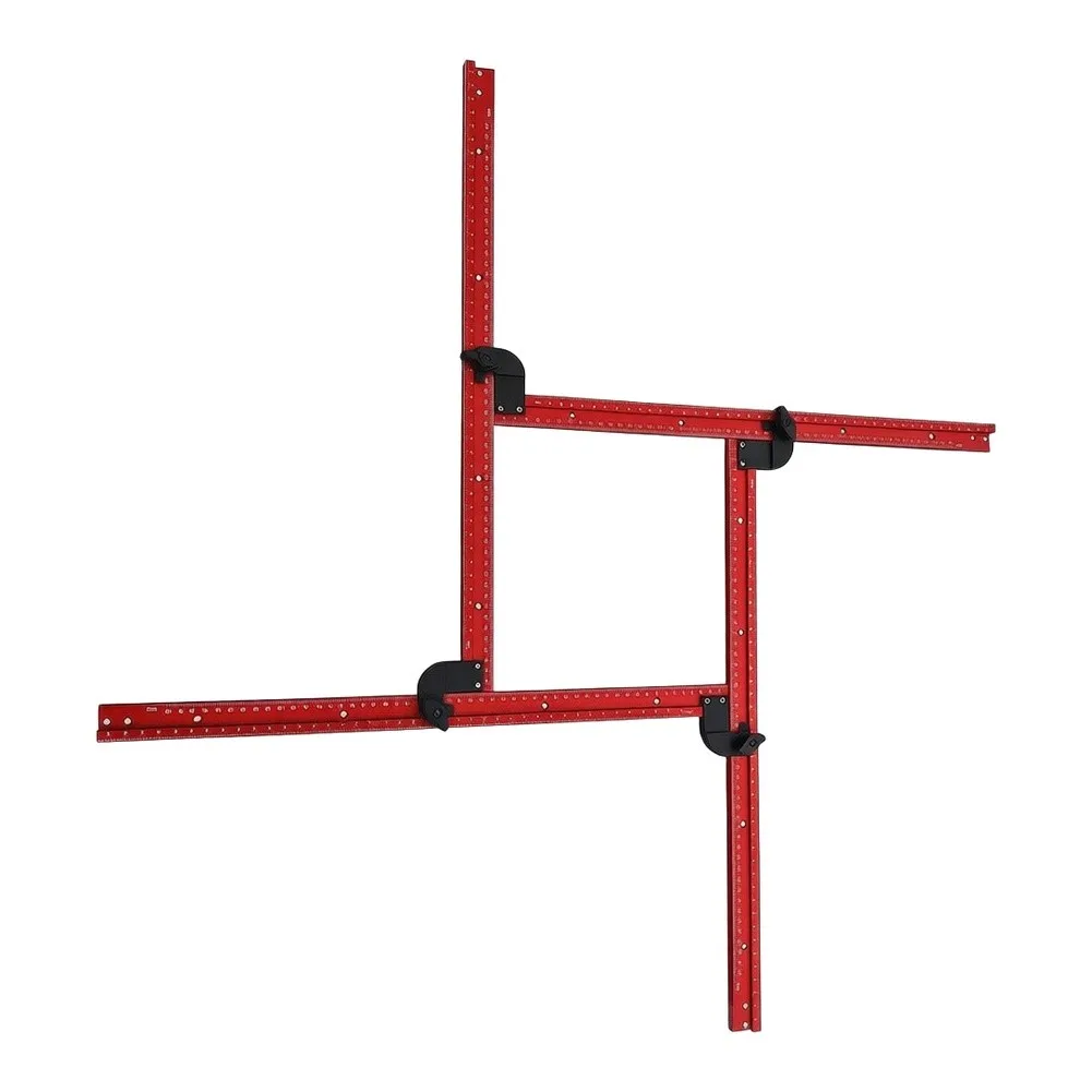 Red Aluminum Router Template Guide For Square And Rectangle Cuts 4 To 23.6 Inches Adjustable Framing Jig For Wood Milling Tasks
