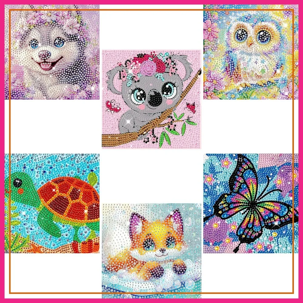 

6x6 Inch 5D Diamond Painting Kits, 6 Pack Animal Full Drill Diamond Art, DIY Crafts for Beginners, Home Wall Decor, No Frame