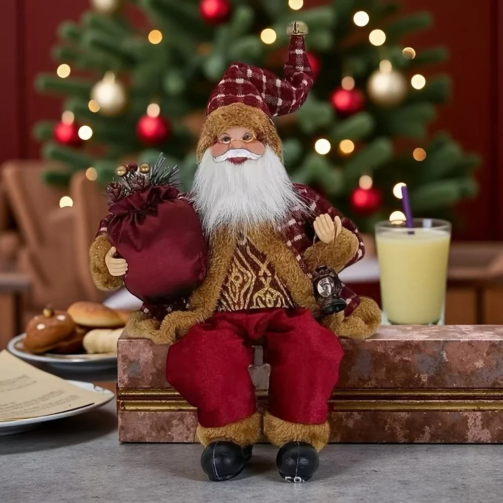 2/1 مجموعة من تماثيل سانتا كلوز القائمة والذهبية باللونين الأحمر والجلوس، مناسبة لتزيين مشاهد وحفلات عيد الميلاد المختلفة #2