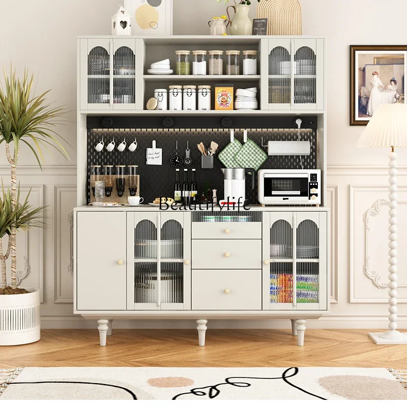 

yj5 French Style Solid Wood American Kitchen Simple Wine Cabinet Pegboard Integrated High Cabinet
