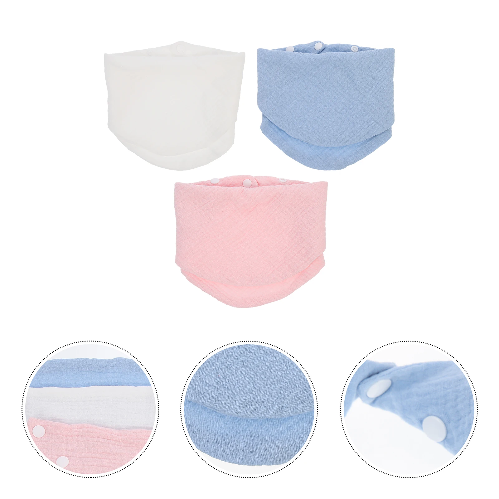 

3 Pcs Baby Bandana Bibs Cotton Yarn Teething Towel Water Absorbing Newborn Saliva Cloth Comfortable Drool Wipes Mealtime