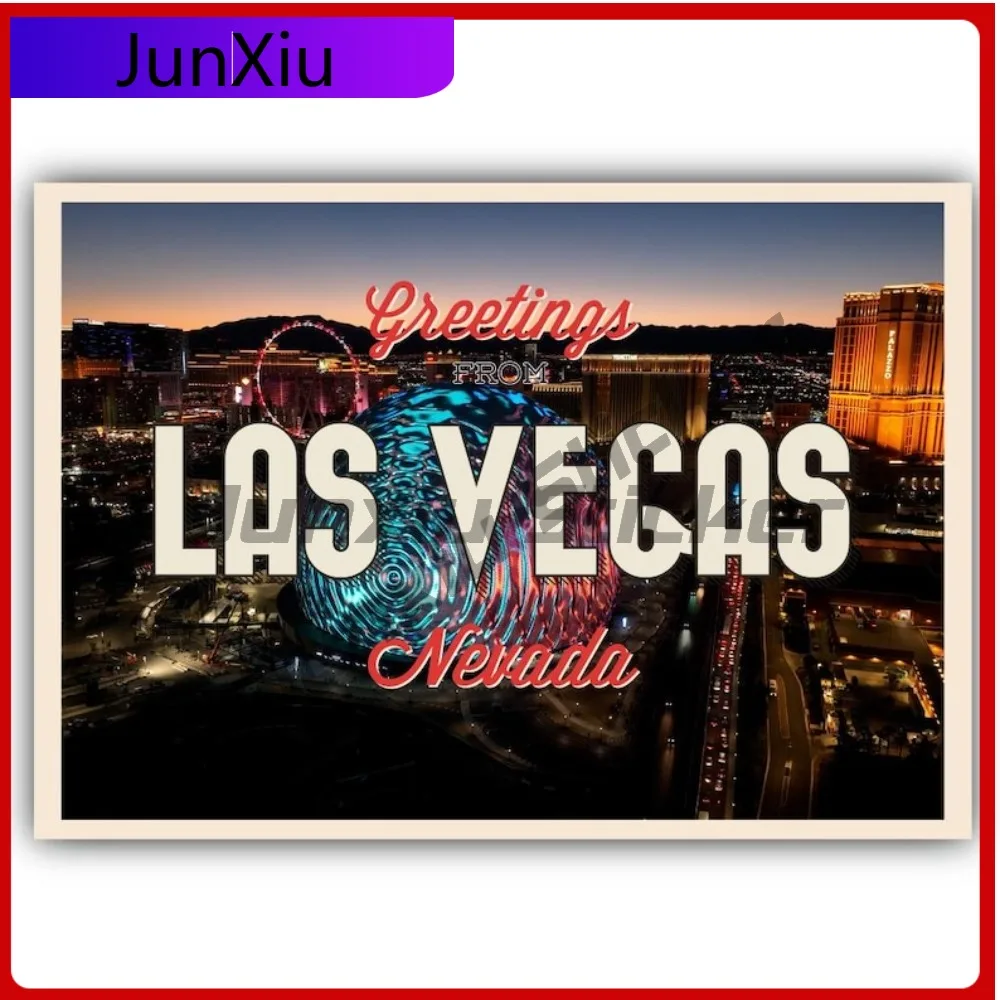 

Greetings From Las Vegas Postcard Vintage Style Vinyl Sticker America Vacation Travel Car Decal Sticker Camping Car Decoration