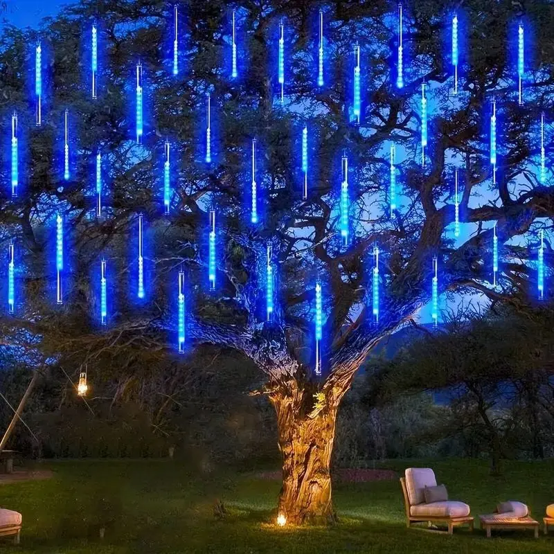 Imagem -02 - Led Meteor Shower String Lights Iluminação do Feriado ue Eua Plug Rua ao ar Livre Jardim Casamento Decoração de Árvore de Natal