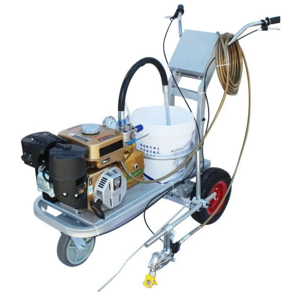 Small Hand Push Cold Spray Road Line Marking Machine Parking Runway Marking Striper for Construction & Property
