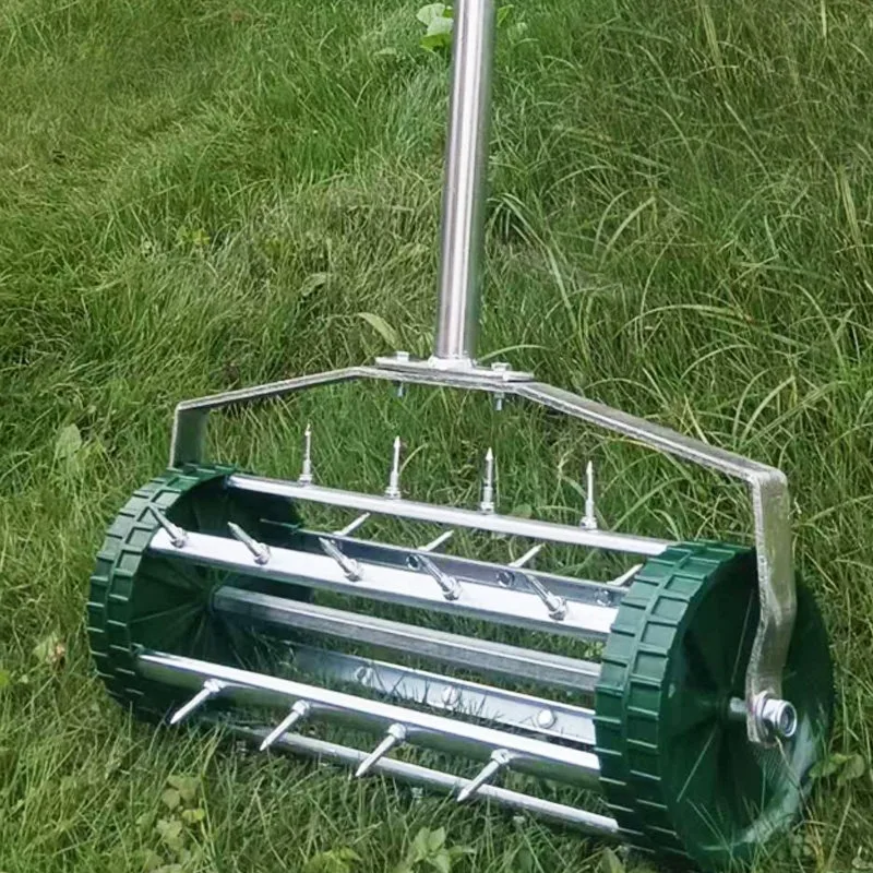 Lawn Soil Breaker Handheld Iron Punching Roller Garden Aerator Aeration Tool