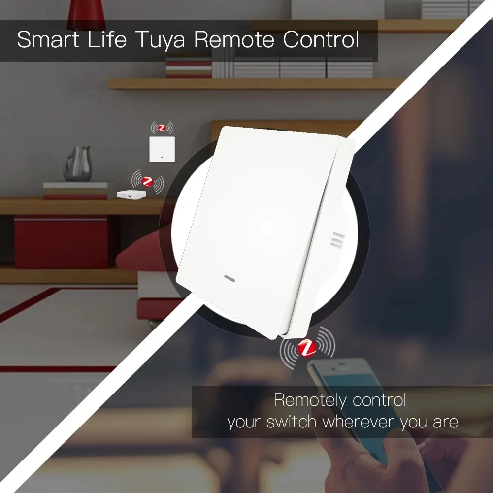 

MOES Tuya ZigBee Smart Light Switch No Neutral Required No Capacitor Smart Life 1/2/3 Way Wall Switch Works Alexa Google Home