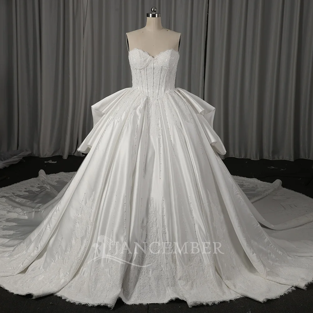 Ball Gowns for Birthday Party Organza Strapless Affordable Beach Wedding Dresses Court Train Customized فساتين حفلات