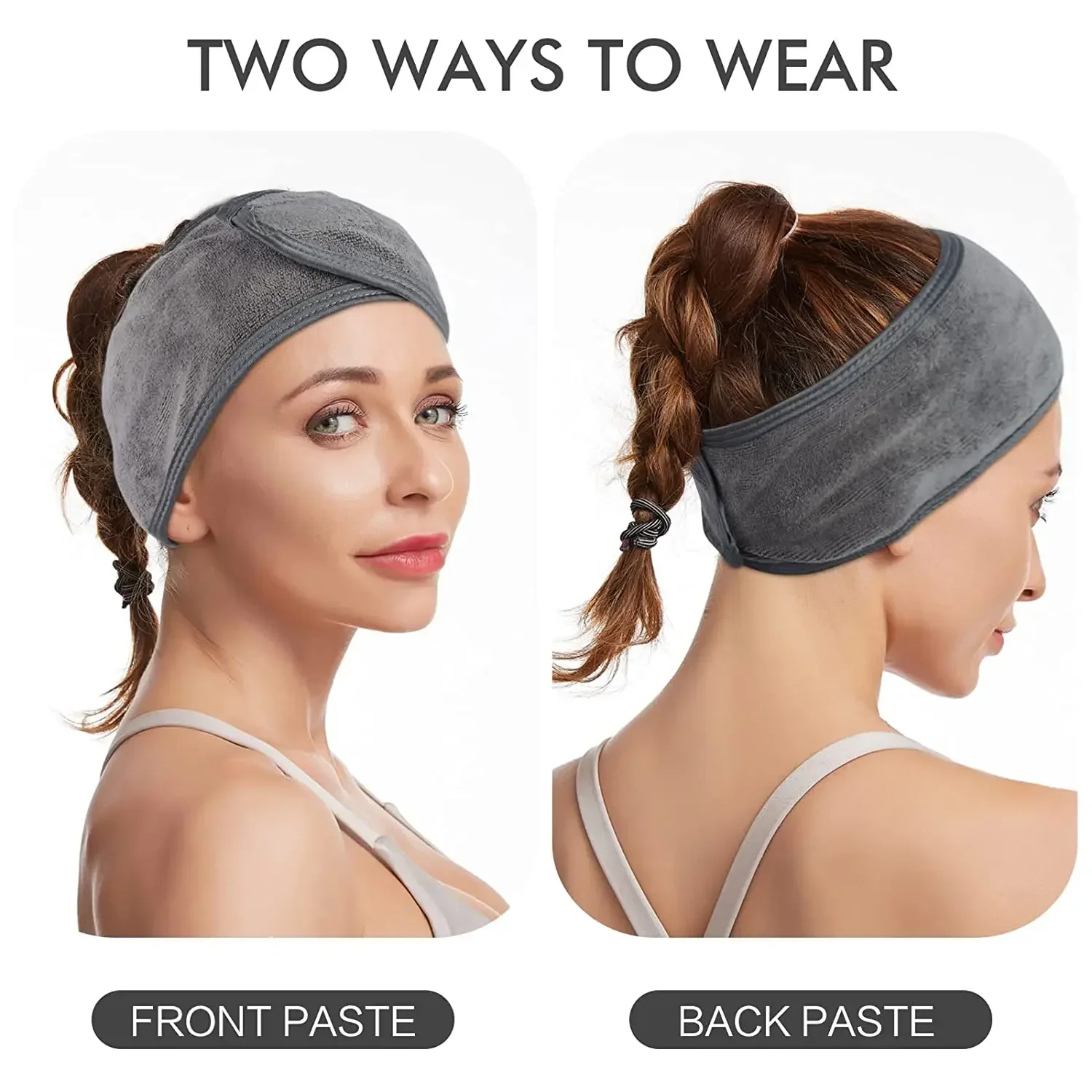 Toalha macia acessórios para o cabelo meninas headbands para lavagem do rosto banho maquiagem faixa de cabelo para mulheres ajustável spa facial bandana