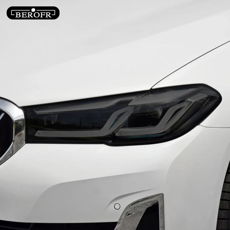 

For BMW 5 Series Facelift G30 G31 2020 2021 Car Headlight Tint Smoked Black Protective Film Transparent TPU Sticker Accessories