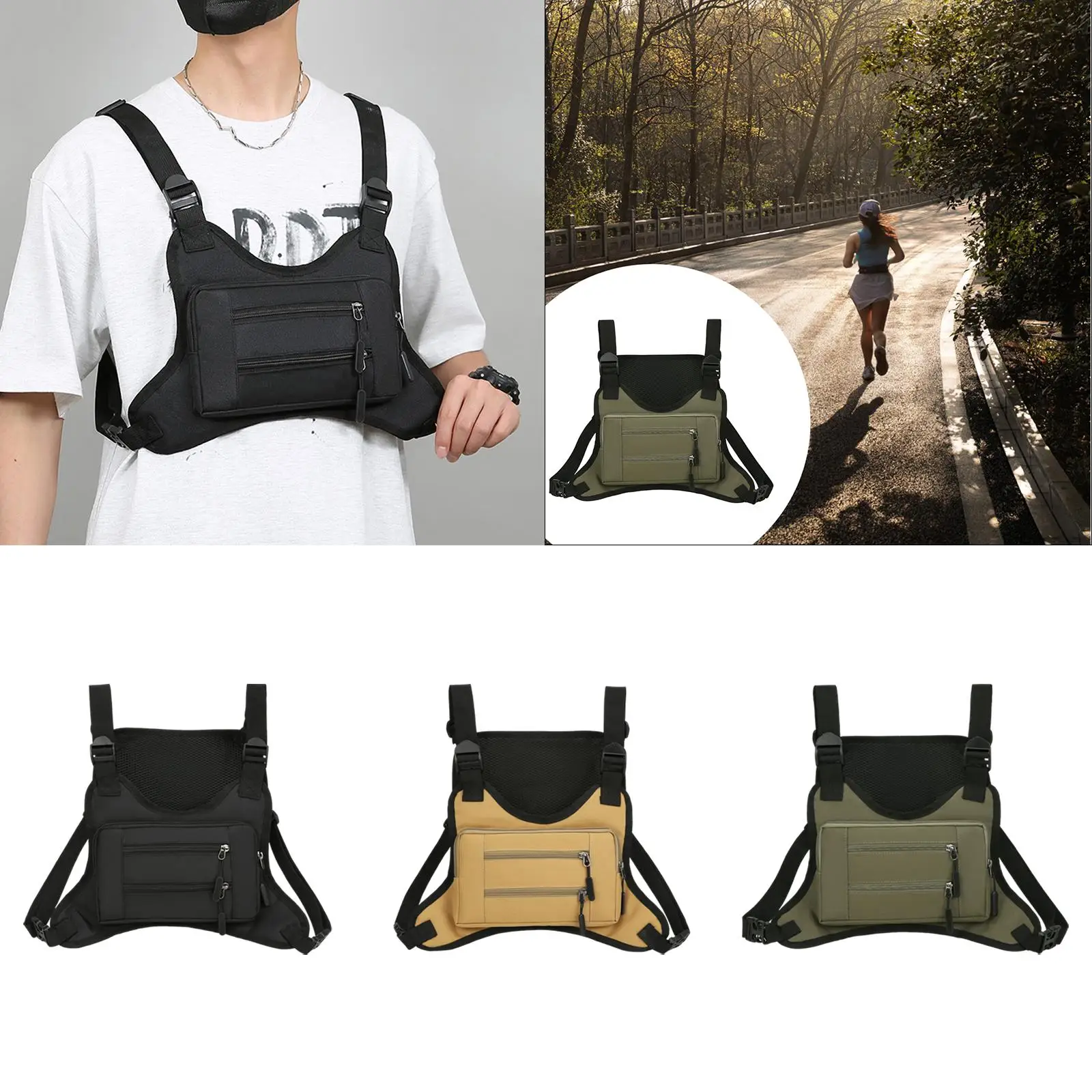 

Наружная мужская нагрудная сумка-жилет для бега свободно с дополнительным хранилищем