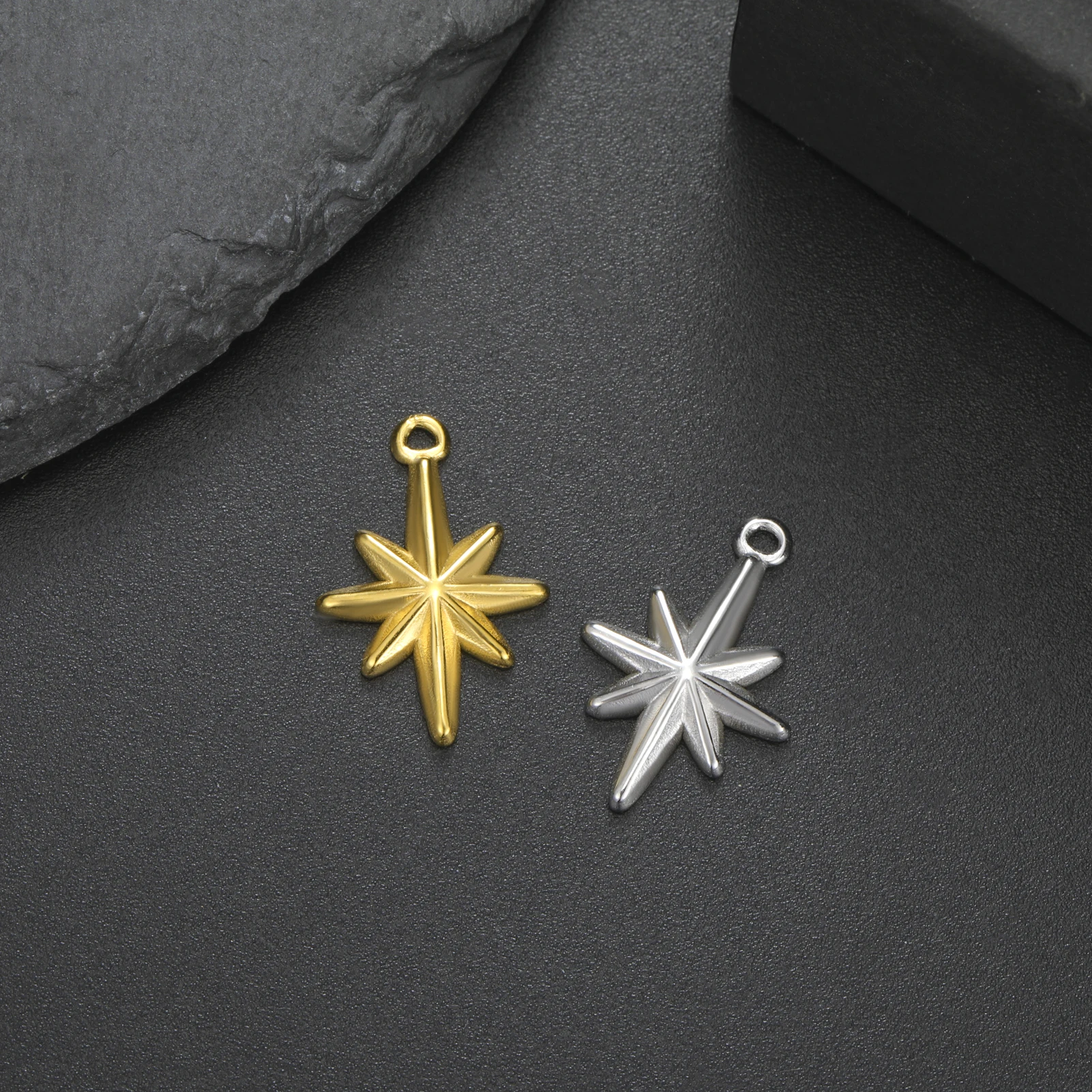 EUEAVAN 5pcs North Star Stainless Steel Pendant Charms Necklace Earrings Bracelet Jewelry Making Supplies DIY Crafts Wholesale