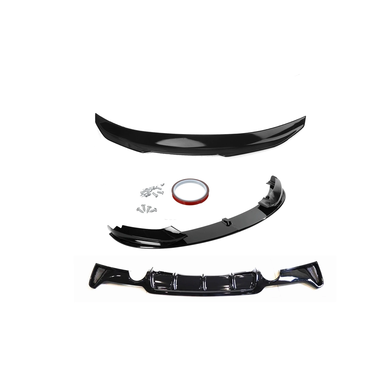 Front Bumper Splitter Lip & Rear Spoiler Wing & Rear Diffuser For BMW 4 Series F32 F33 F36 428i 430i 435i 440i Sport 2014-2020