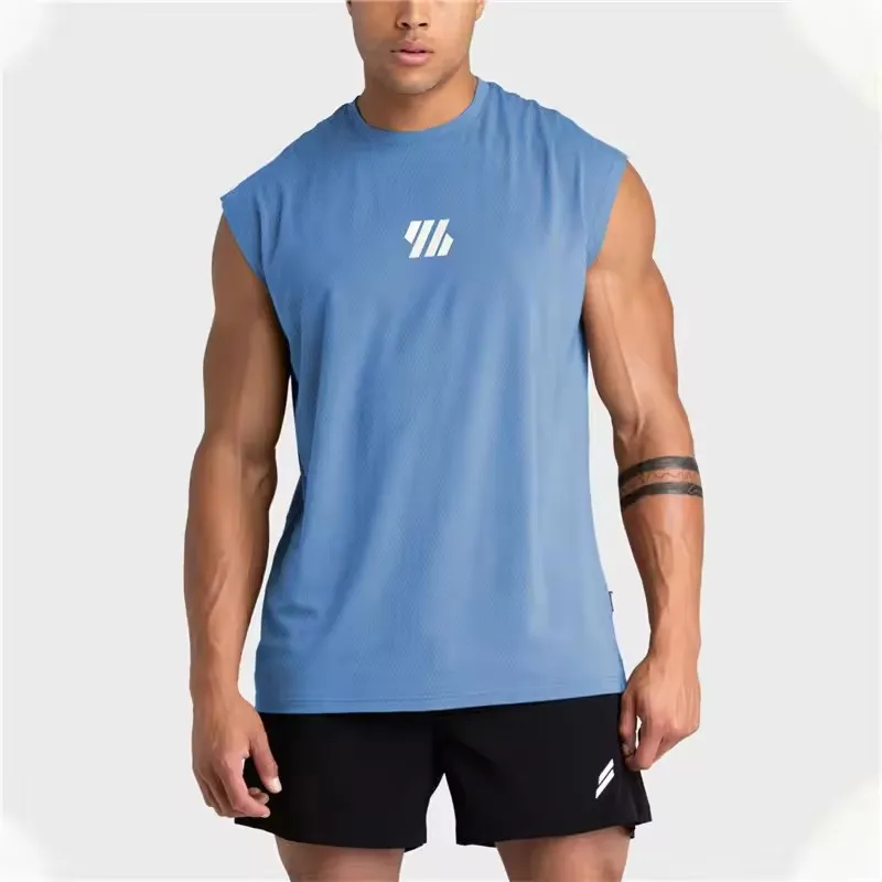 2025 Letnia nowa kamizelka na siłownię Mężczyźni szerokie ramię Bez rękawów Sportowy Tank Top szybkoschnący siatkowy T-shirt Fitness Running Tank Top mężczyźni topy
