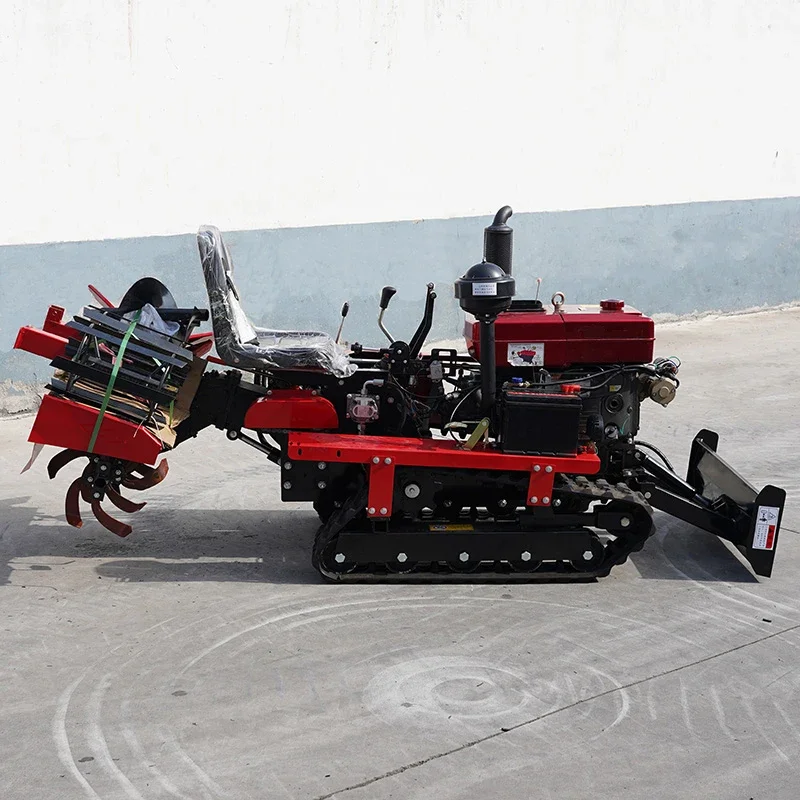 New Multi Functional Small Agricultural Field Crawler Tractor Crawler Micro Tiller Self Propelled Rotary Tiller Ditching