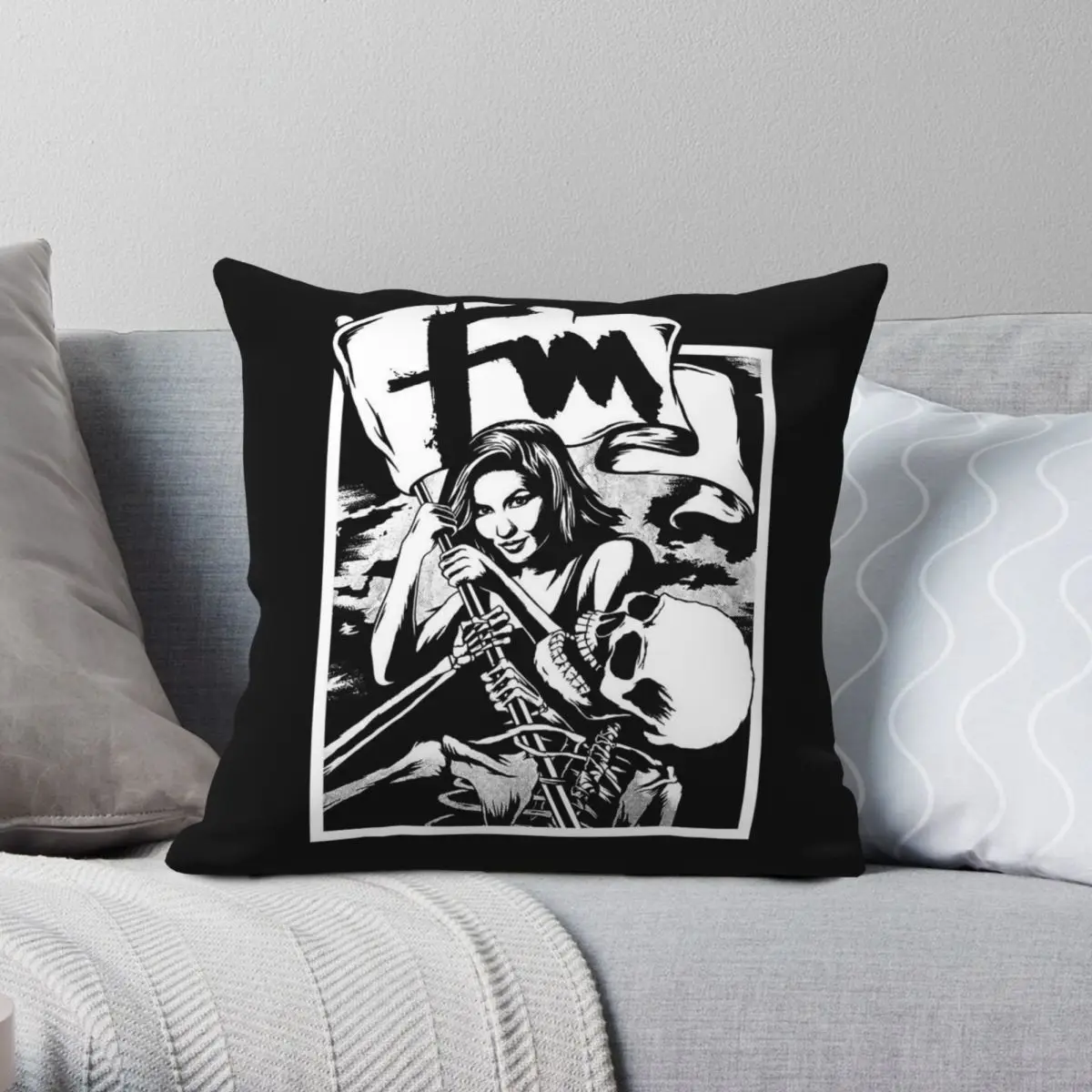 Dj Fernanda Martins Skeleton Square Pillowcase Polyester Linen Velvet Pattern Zip Decorative Pillow Case Bed Cushion Cover