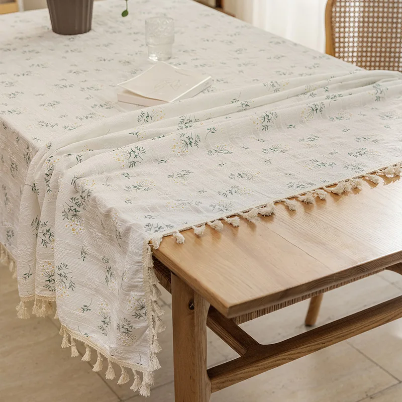 Nappe florale lilas style Ins pour la photographie, décoration de bureau en tissu coton-lin pastoral, fraîche et simple