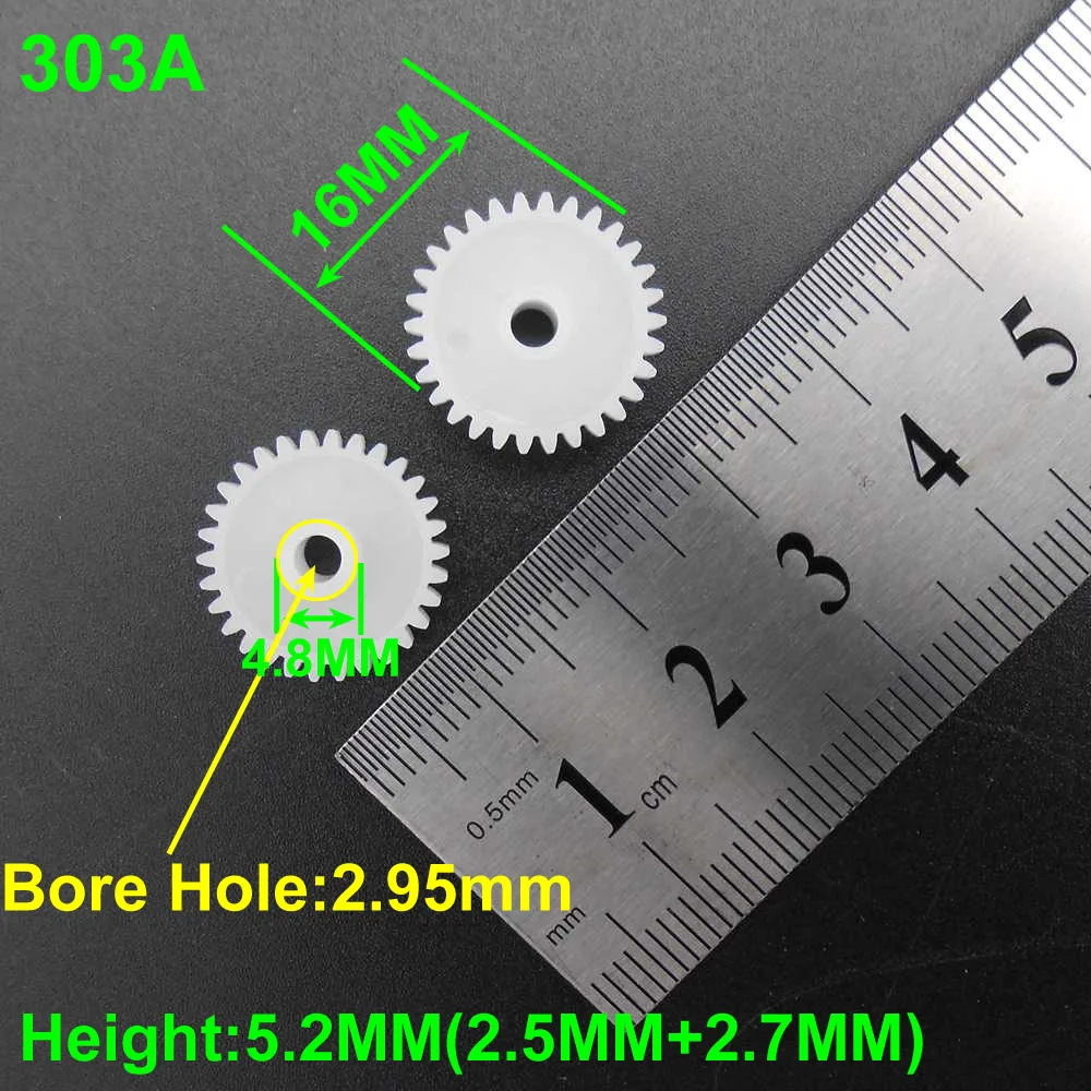 100Pc/lot 0.5M 30T 303A Plastic Gear Disc Toy Accessories Modular 0.5 Bore Hole 3mm 2.95mm 3A Tight 30 Tooth 5.2MM 16mm Diameter