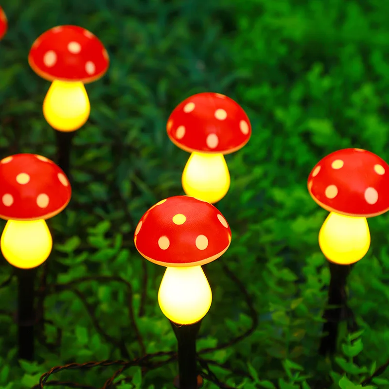 

Outdoor Wedding Party Street Decoration Solar Lights LED Mushroom Landscape Ground Light 8 Heads Garden Summer Lawn Lamp