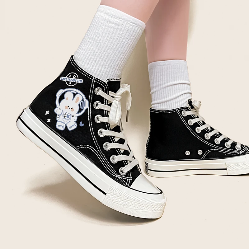 Amy and Michael Anime High Top Canvas Shoes Cute Girls Students Teens Flat Casual Sneakers Female Woman Vulcanize Shoes