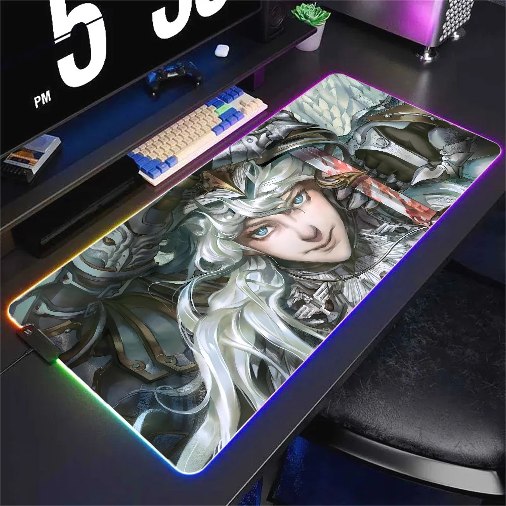 Alfombrilla de ratón de Anime b-berserk XXL RGB para juegos, alfombrillas de ratón HD, accesorios de Gamer negros, LED grande