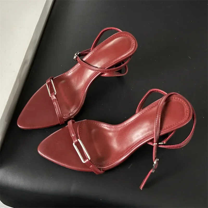 Eilyken Ankle Buckle Strap Women Sandals 2024 Summer Pointed Toe Thin High Heels Shoes Sexy Banquet Prom Zapatos Mujer