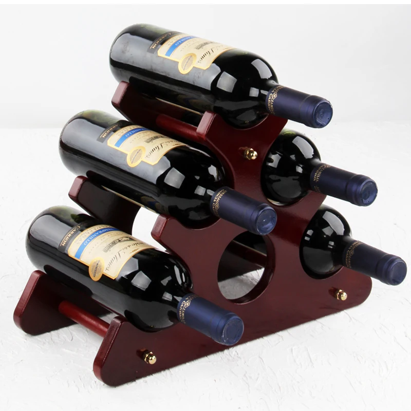 Wooden Red Wine Rack Ornaments Simple Style Creative Storage Wine Bottle Rack Home Decoration Bar & Wine Cabinets Display CS50