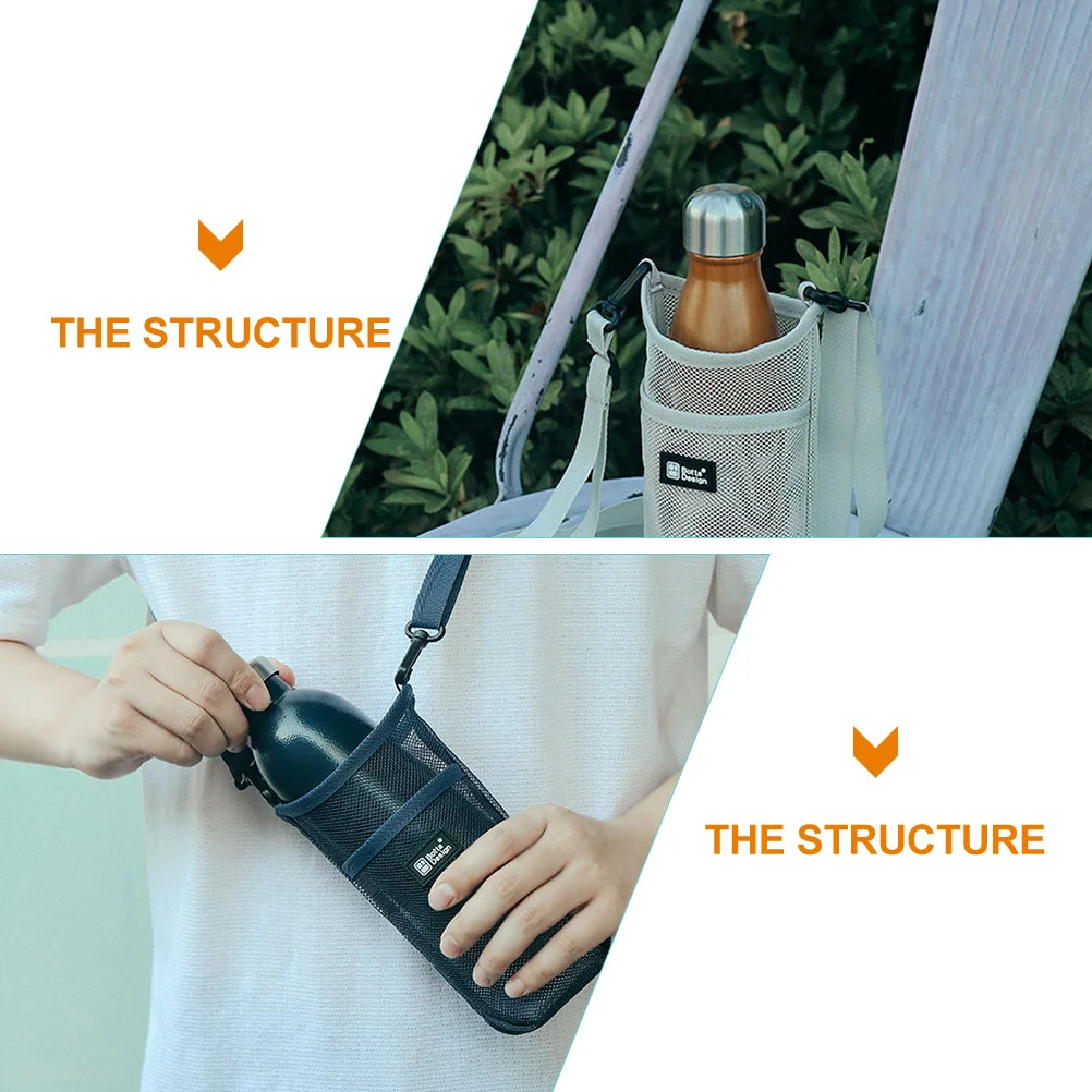 

2 Pcs Water Bottle Bags Protective Covers Mesh Sling Wear Resistant Outdoor Hiking Bottle Carrying Bag Portable Storage